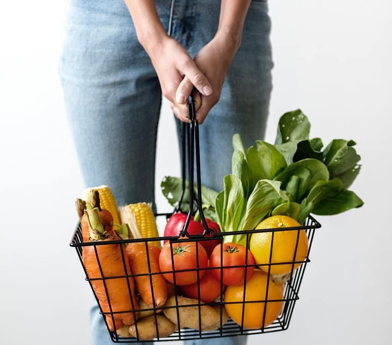 grocery basket full of vegetables