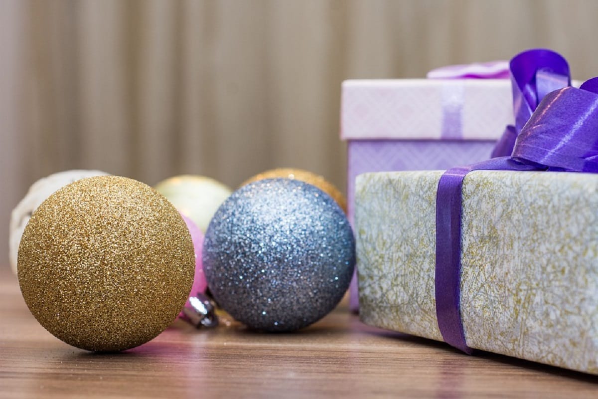 baubles and wrapped presents